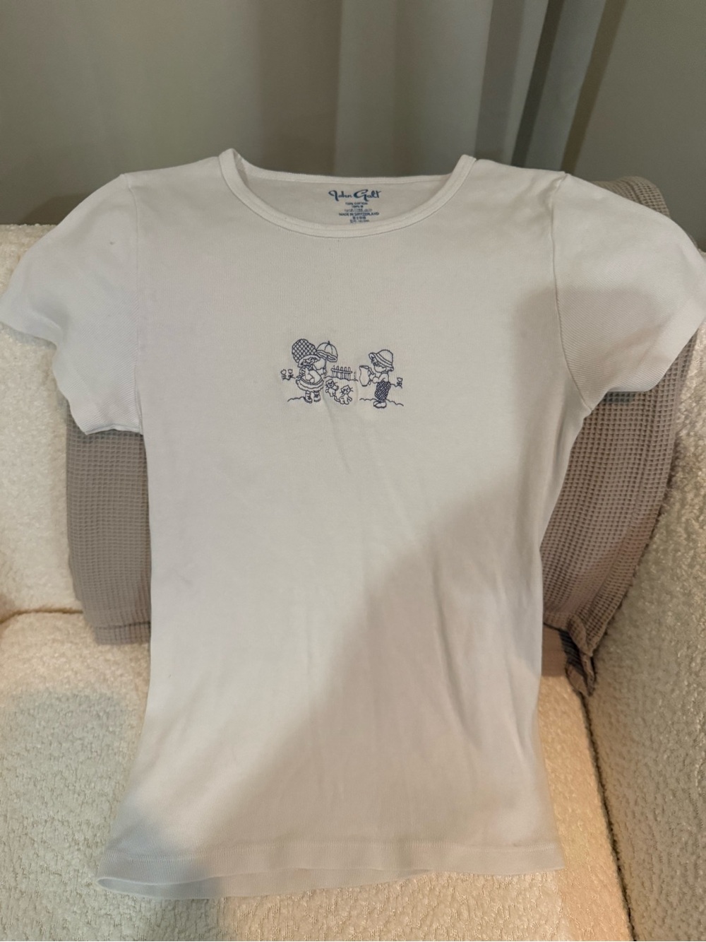 Brandy Melville White Tee with Navy Character Graphic